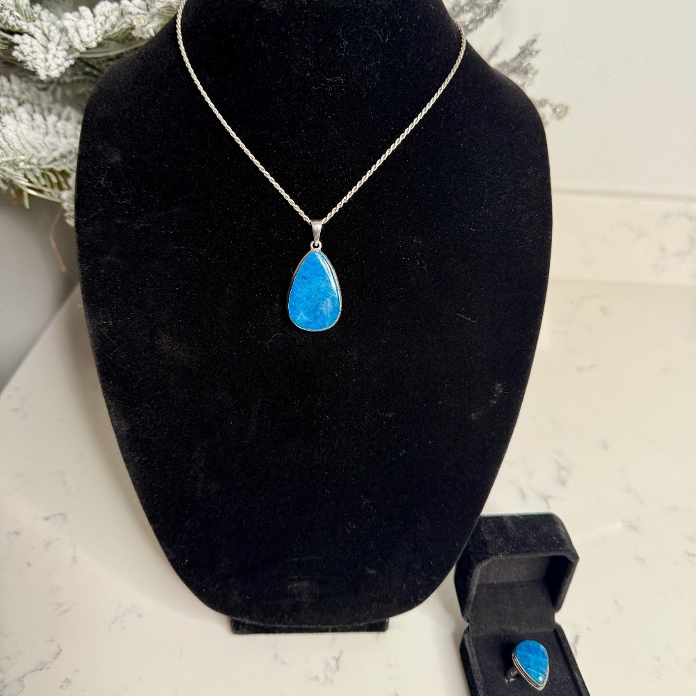 Blue Apatite Teardrop Pendant